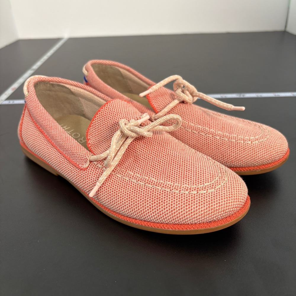 Rothy's Womens‎ The Driver Loafers Size 5 Coral Pink Knit Slip On Shoes Washable